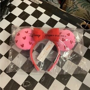 Stoney Clover Lane Disney Pink Minnie Ear Headband with Red Bow